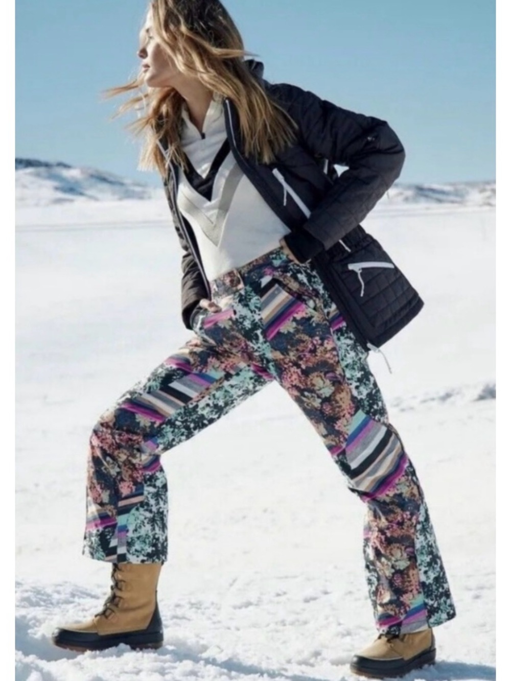 Fp Movement Bunny Slope Printed Ski Pants Medium